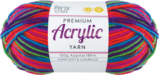 Acrylic Yarn 100g 189m 8 Ply Multi 16 Hyper