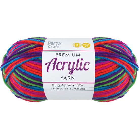 Acrylic Yarn 100g 189m 8 Ply Multi 16 Hyper SKU 195215 - Dollars and Sense