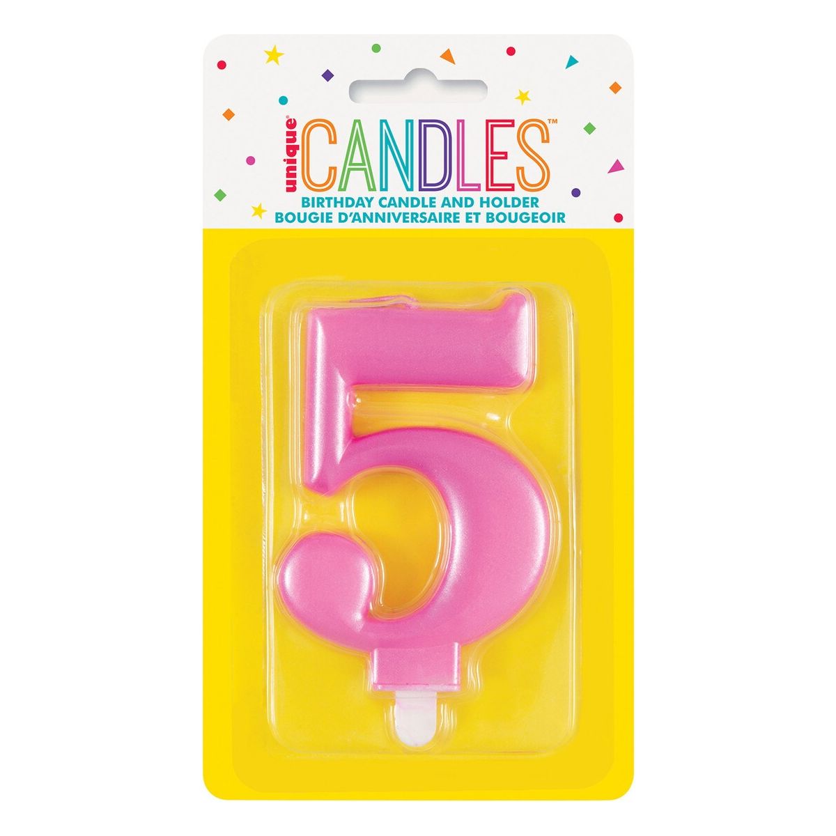 Birthday Candle Number 5 - Metallic Pink - Dollars and Sense