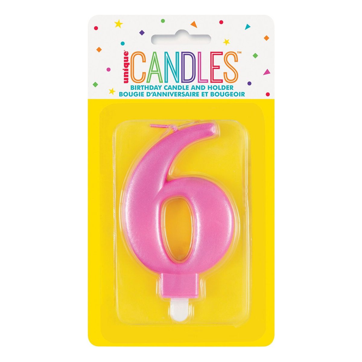 Birthday Candle Number 6 - Metallic Pink - Dollars and Sense