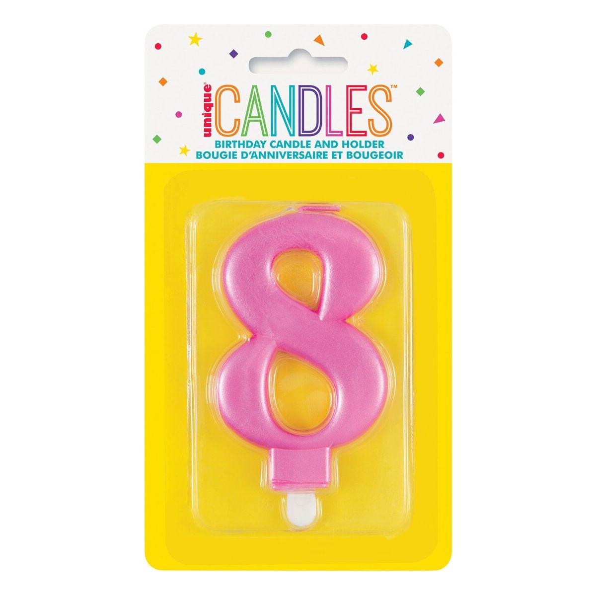 Birthday Candle Number 8 - Metallic Pink - Dollars and Sense