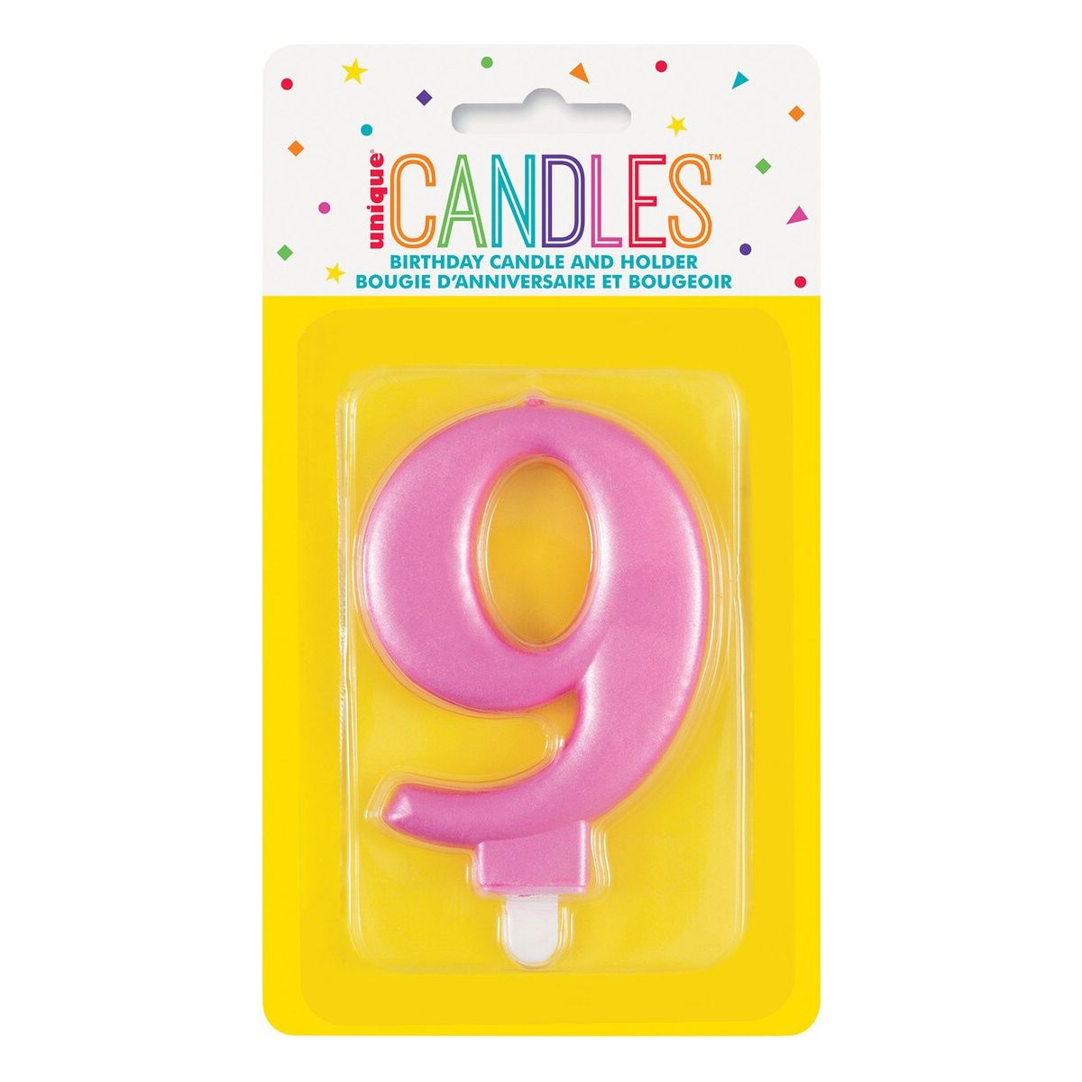 Birthday Candle Number 9 - Metallic Pink - Dollars and Sense
