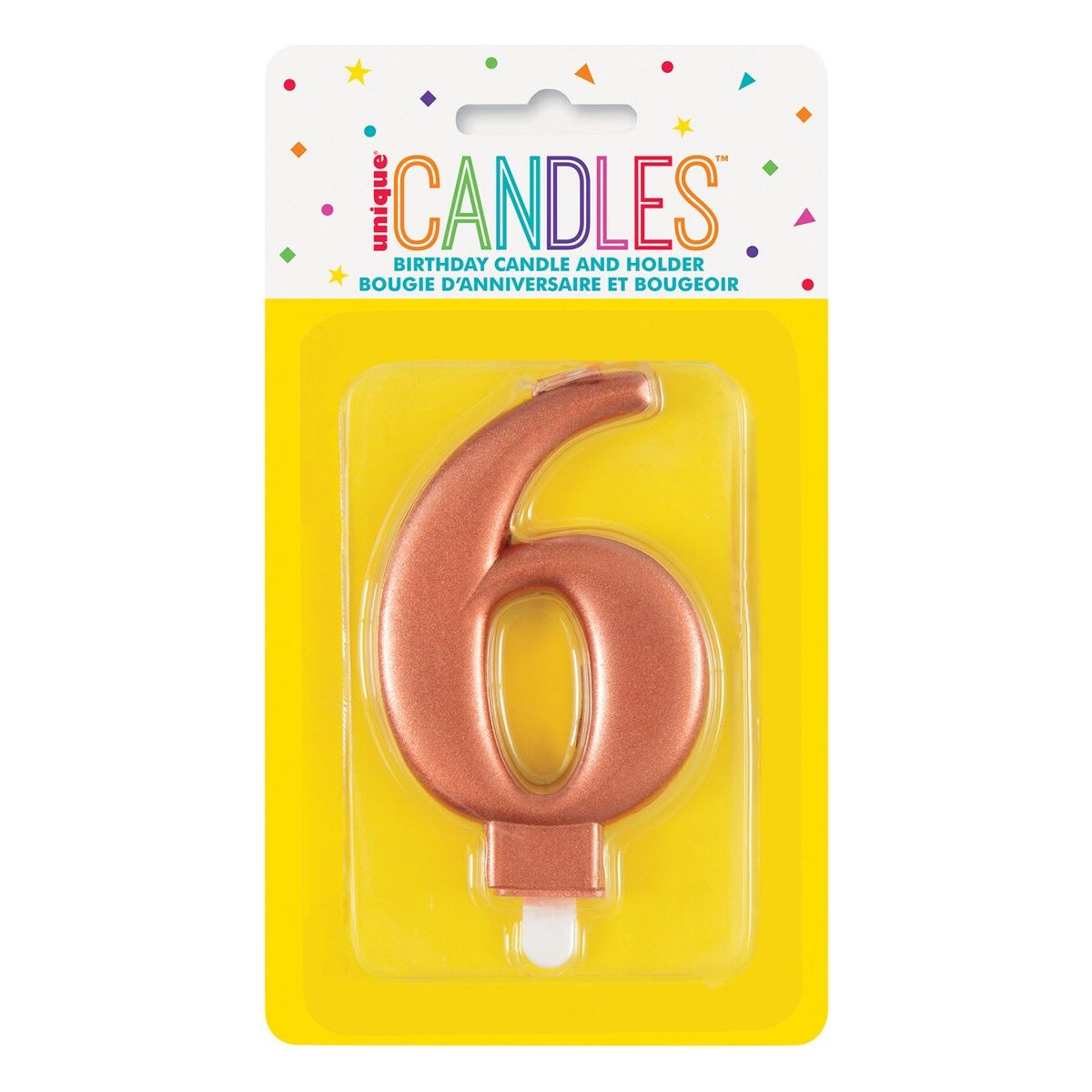 Birthday Candle Number 6 - Metallic Rose Gold - Dollars and Sense