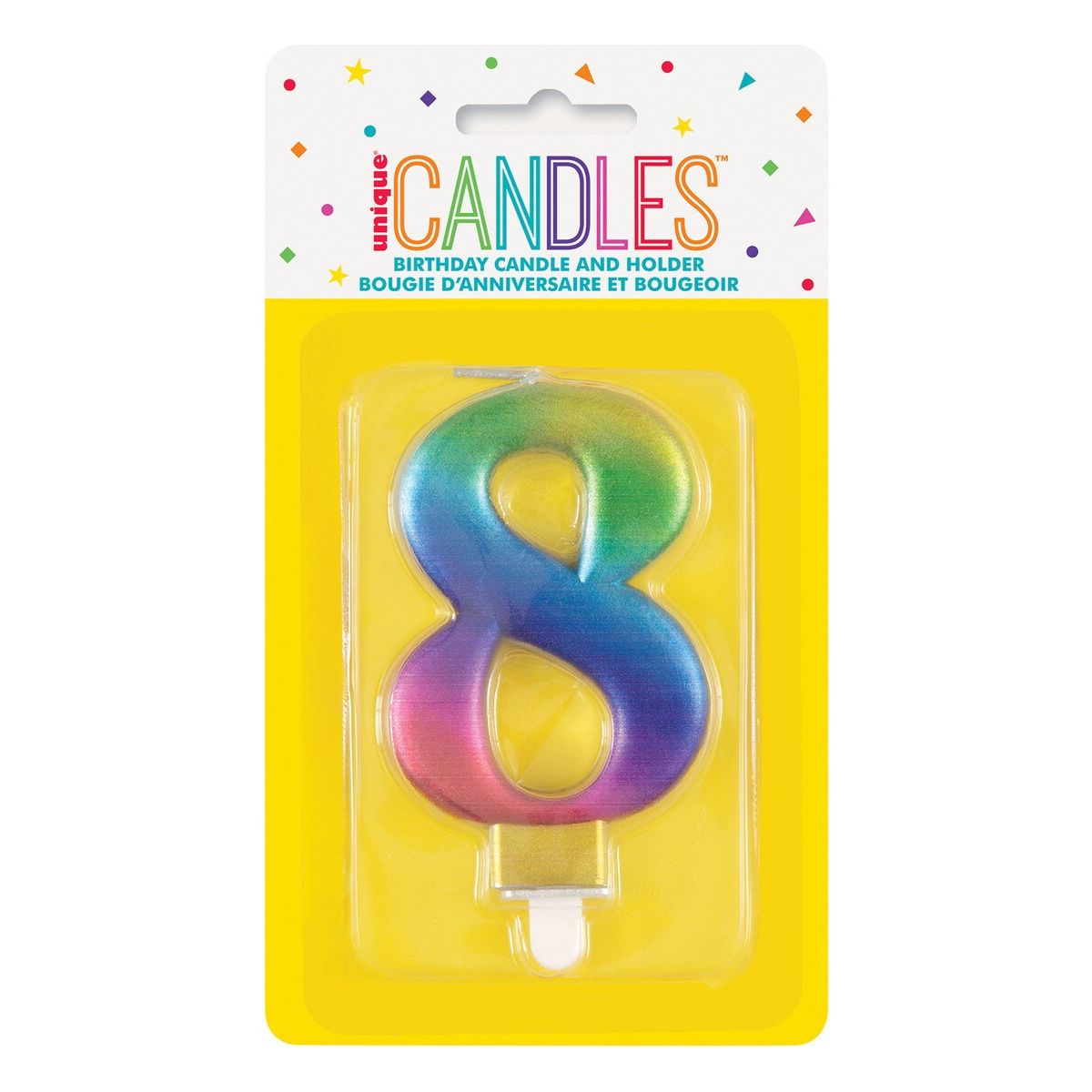 Birthday Candle Number 8 - Metallic Rainbow - Dollars and Sense