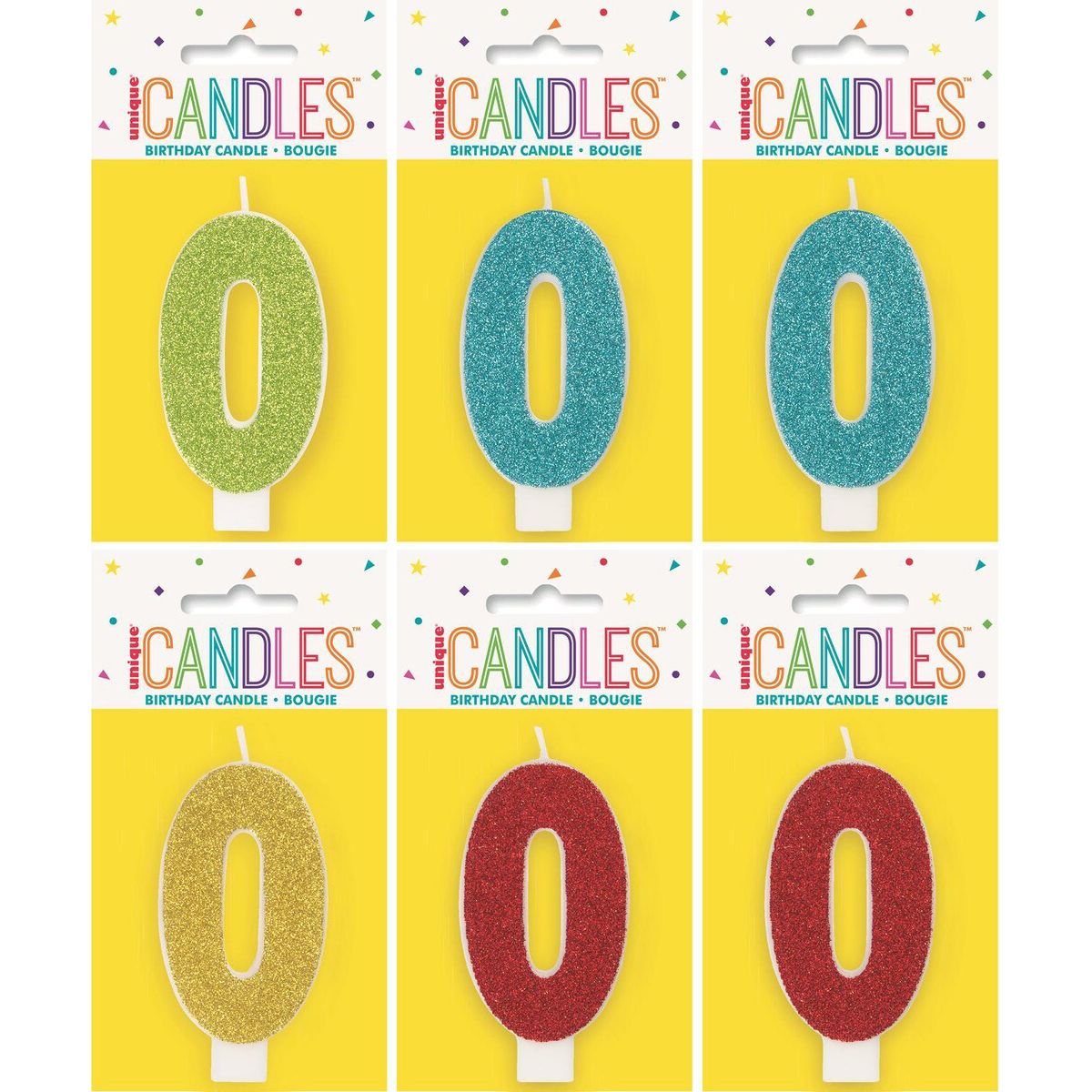 Birthday Candle Number 0 - Assorted Glitter - Dollars and Sense