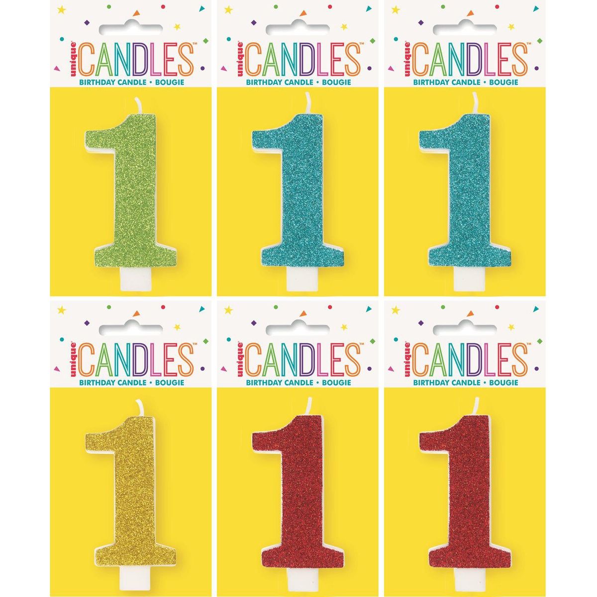 Birthday Candle Number 1 - Assorted Glitter - Dollars and Sense