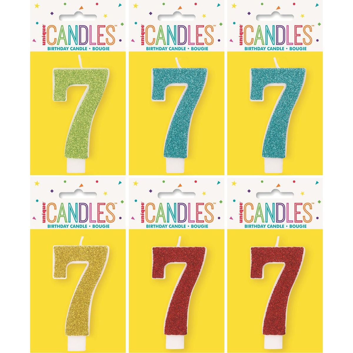 Birthday Candle Number 7 - Assorted Glitter - Dollars and Sense