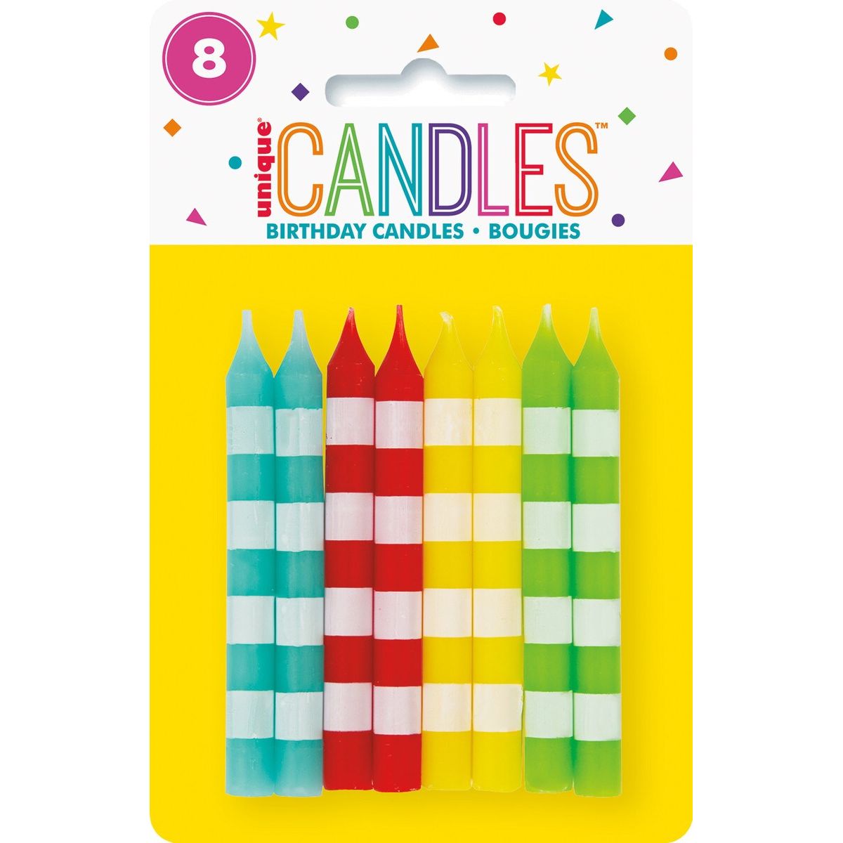 Striped Birthday Candles - Assorted Colours - Dollars and Sense