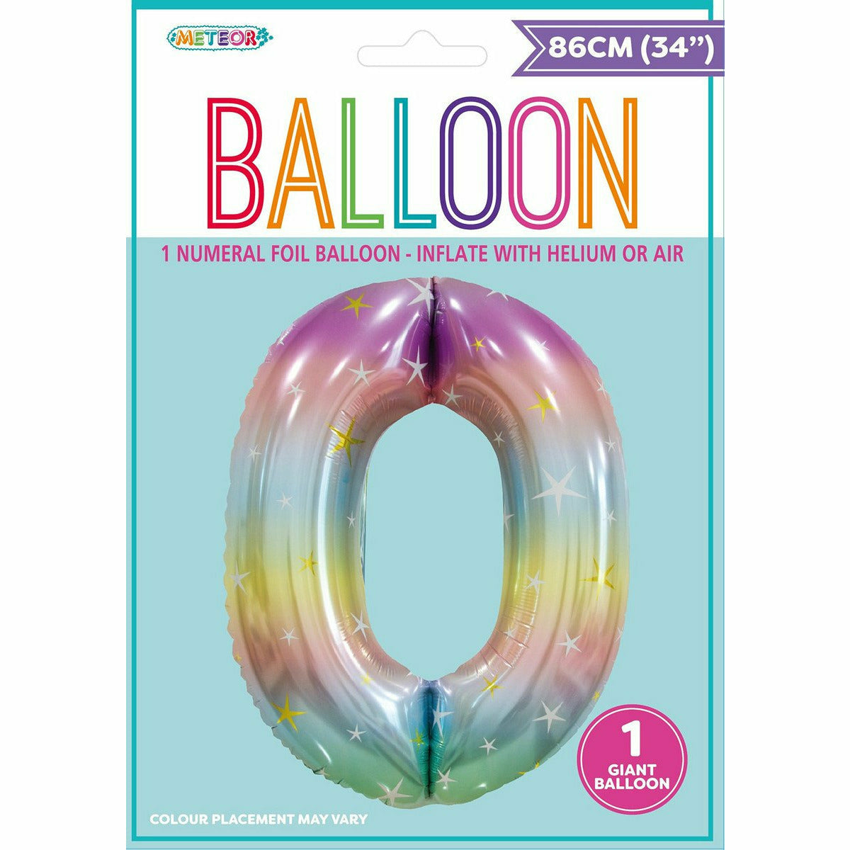 Foil Balloon Number 0 - Pastel Rainbow - Dollars and Sense