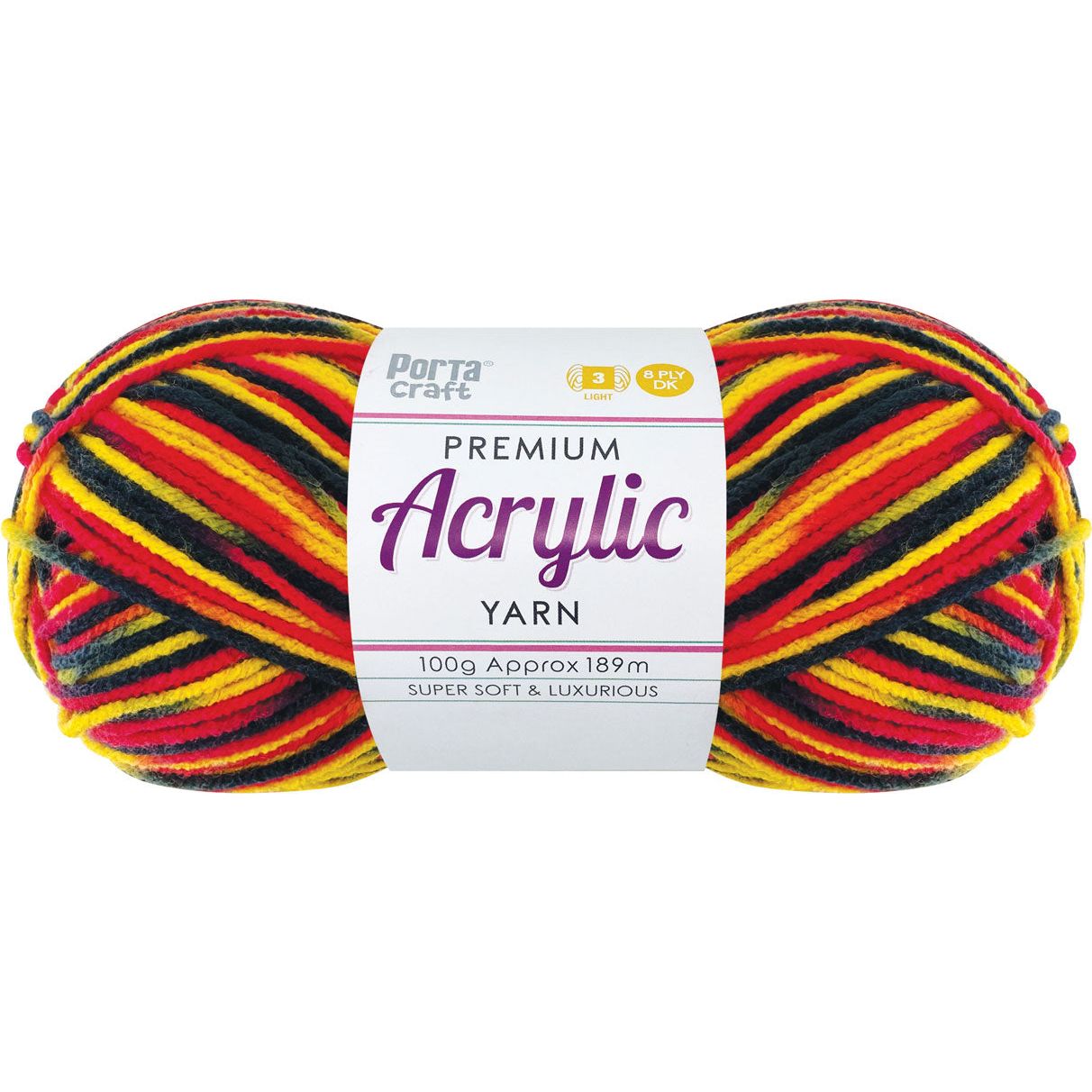 Acryl Yarn 100g 189m 8 Ply Multi 36 Indigenous SKU 202098 - Dollars and Sense