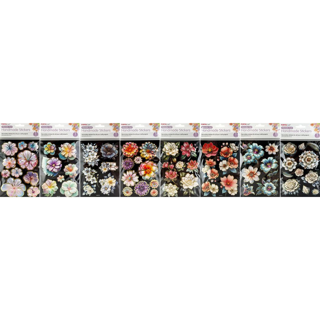 HM Foil Embel 8 Asst Floral Gold 125x185mm