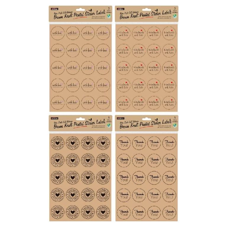 Decorative Kraft Printed Sticker Labels - Brown - Dollars and Sense