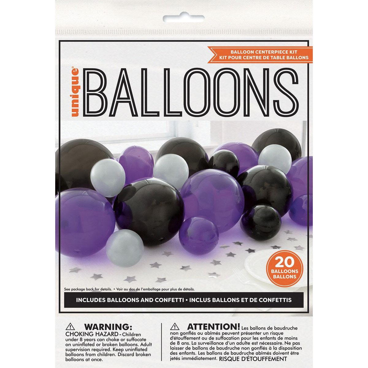 Balloon Centrepiece Kit - Black, Purple & Silver - Dollars and Sense