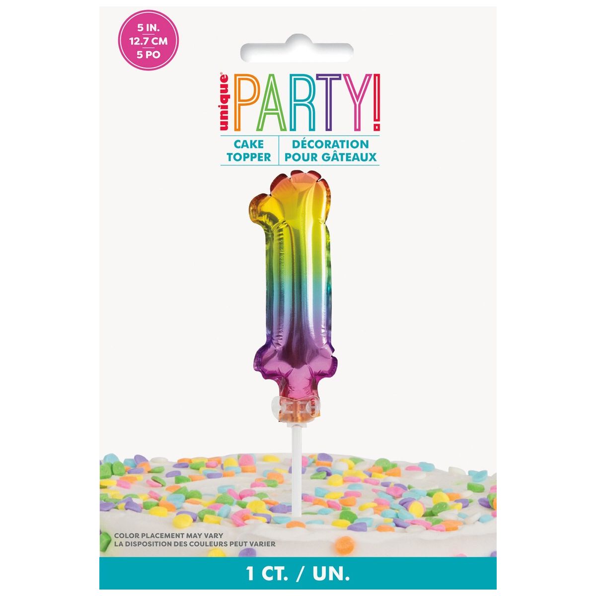 Balloon Cake Topper Number 1 - Rainbow - Dollars and Sense