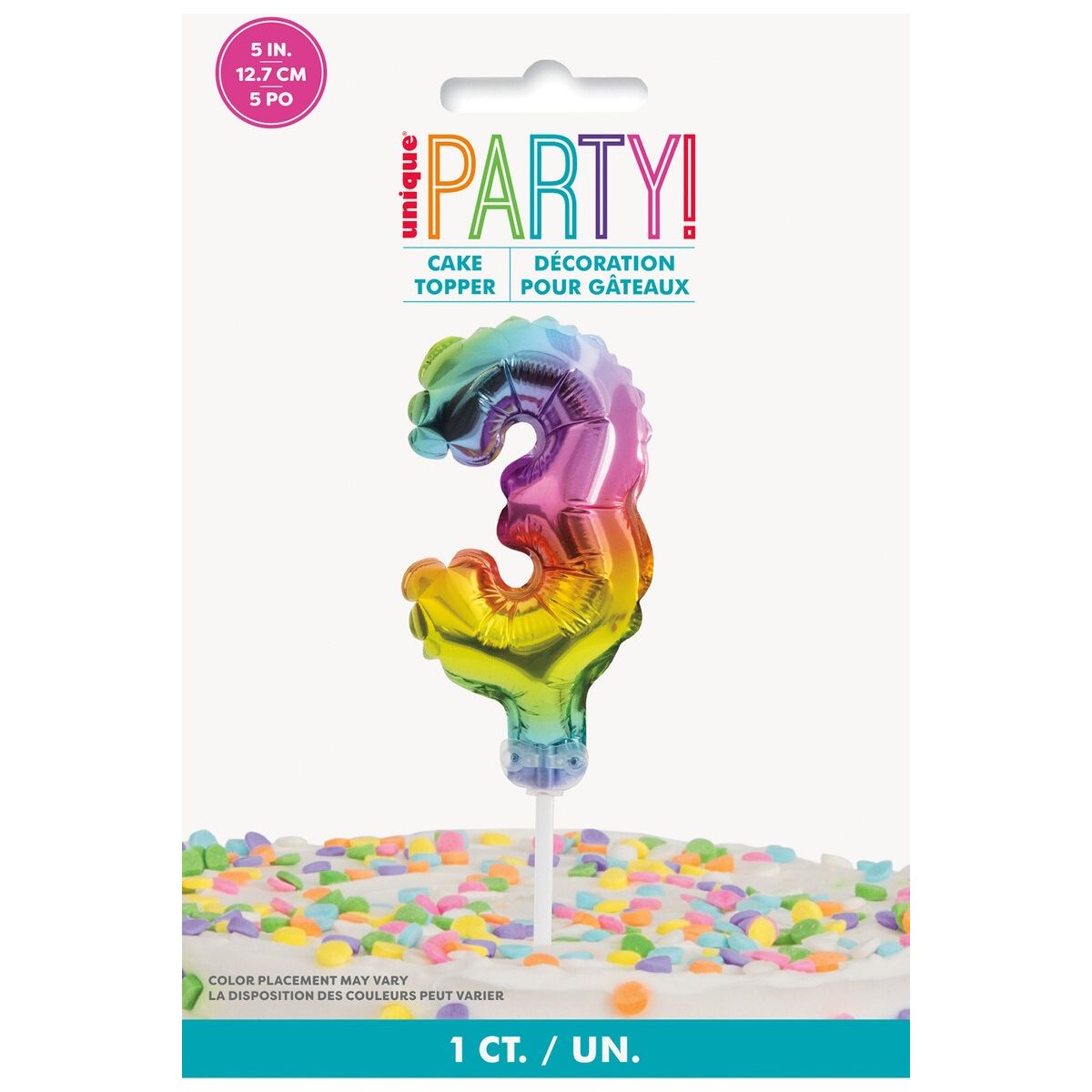 Balloon Cake Topper Number 3 - Rainbow - Dollars and Sense