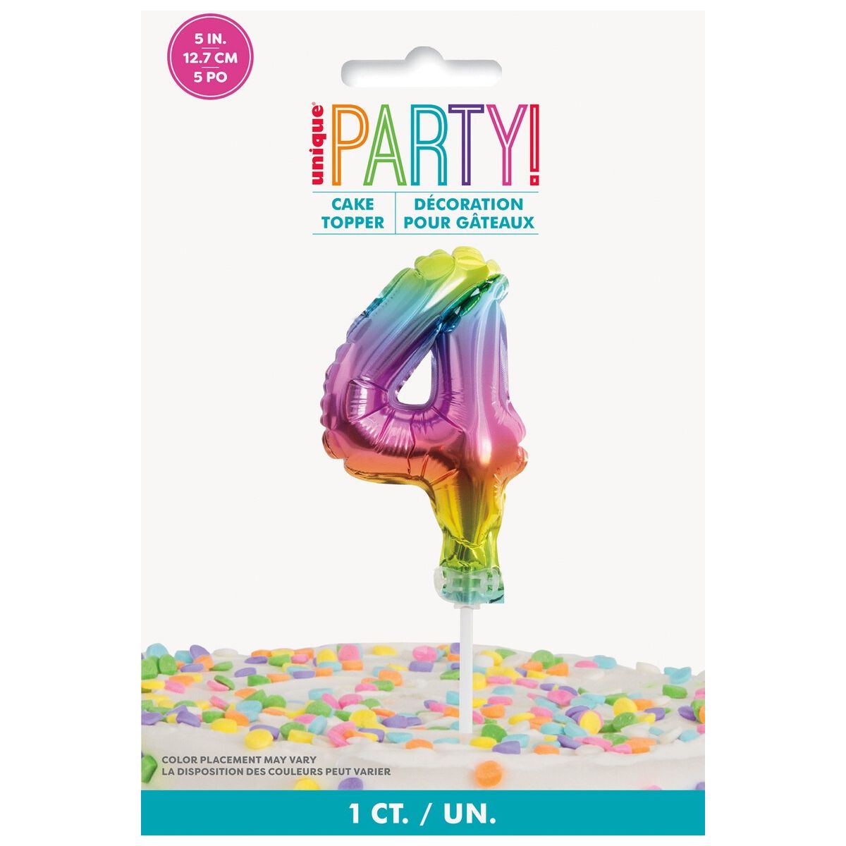 Balloon Cake Topper Number 4 - Rainbow - Dollars and Sense