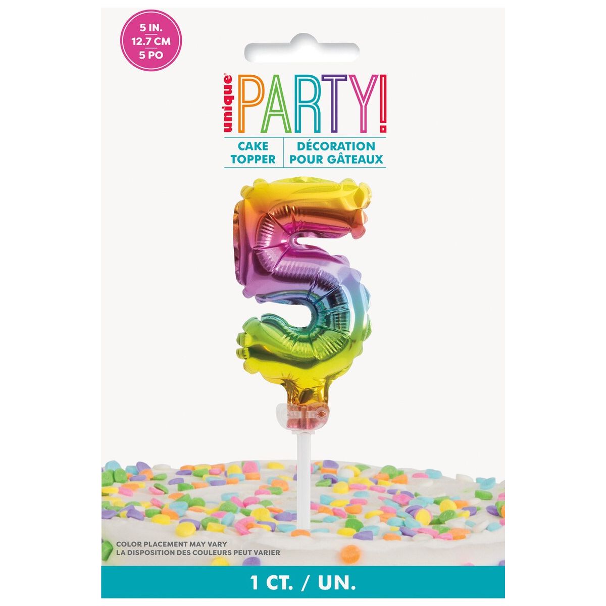 Balloon Cake Topper Number 5 - Rainbow - Dollars and Sense