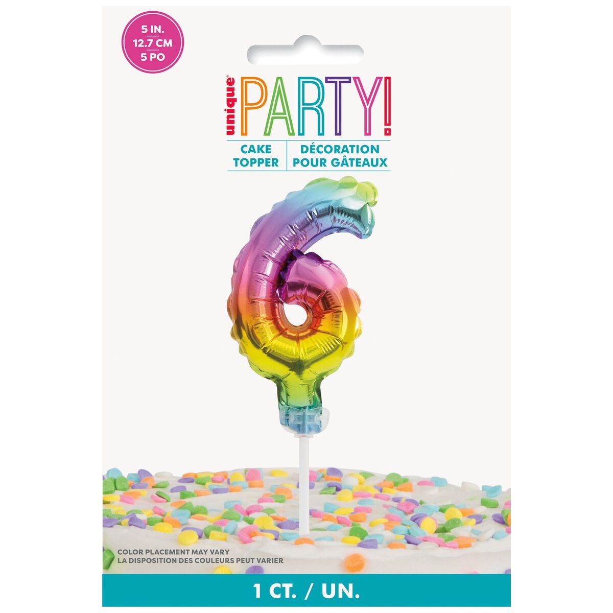 Balloon Cake Topper Number 6 - Rainbow - Dollars and Sense
