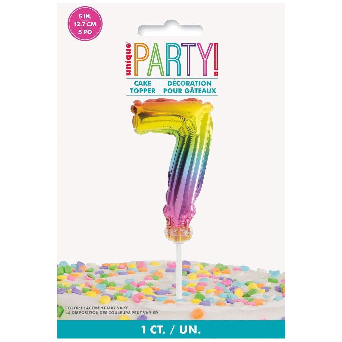 Balloon Cake Topper Number 7 - Rainbow - Dollars and Sense