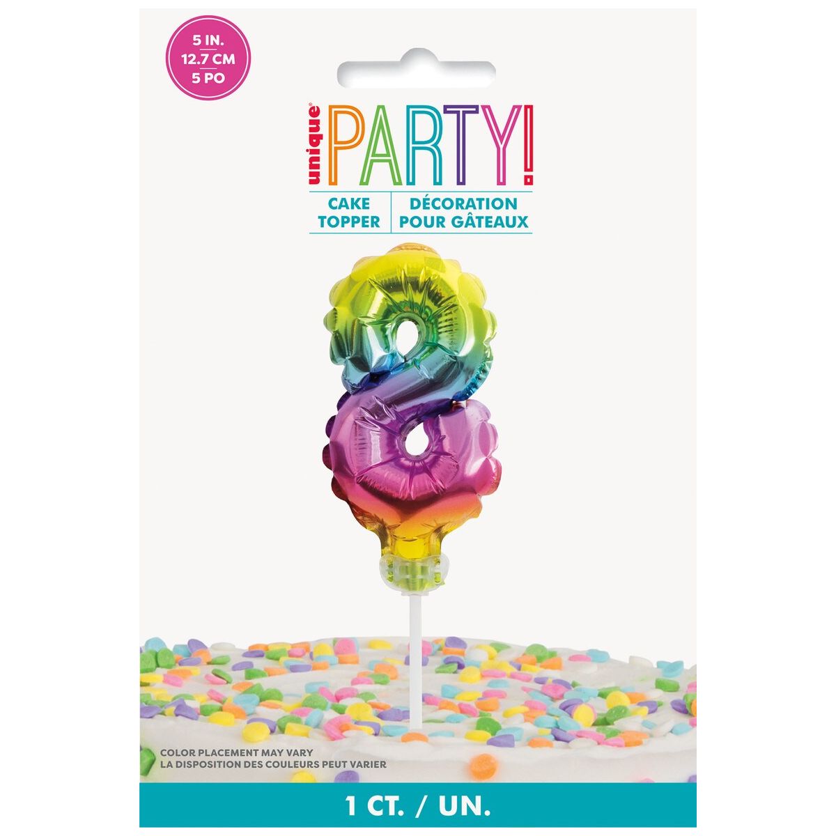 Balloon Cake Topper Number 8 - Rainbow - Dollars and Sense