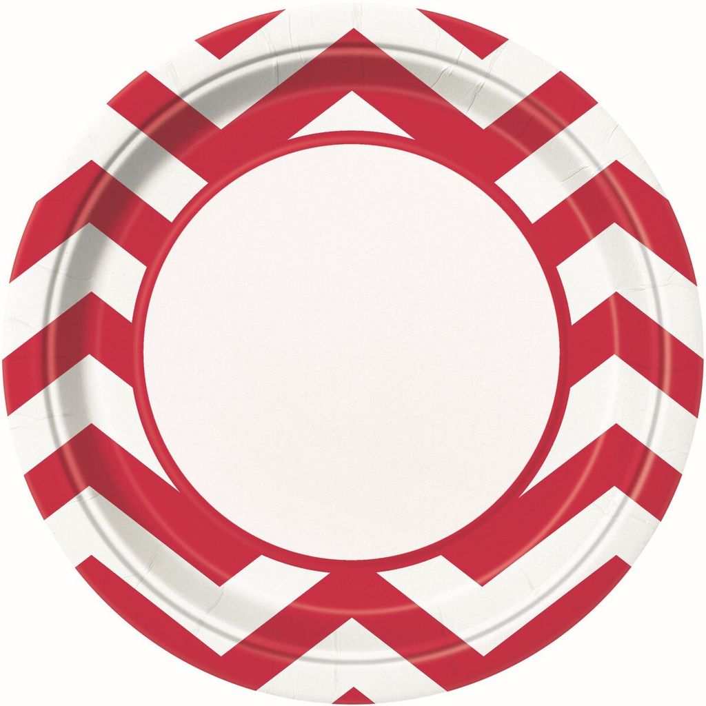 Chevron Paper Dinner Plates - Ruby Red - Dollars and Sense