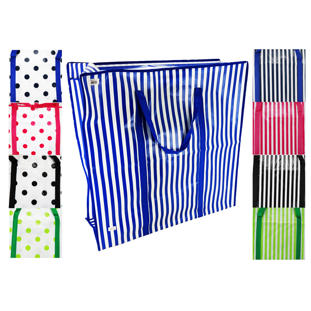 Zip Up Plastic Packing Storage Bag - Stripes or Dots - Dollars and Sense