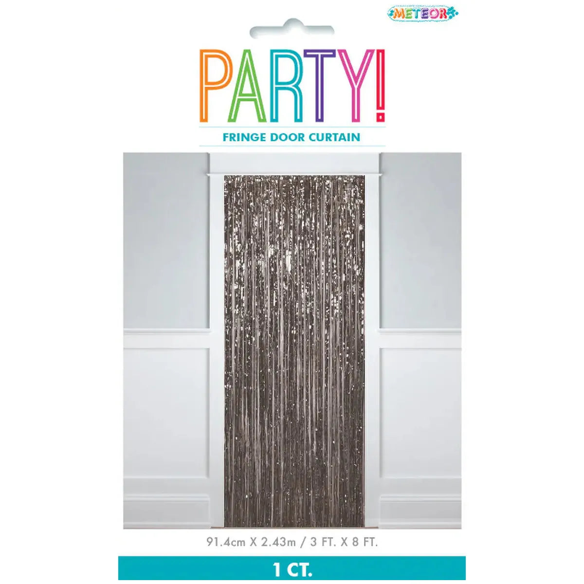 Foil Fringe Door Curtain - Metallic Black - Dollars and Sense