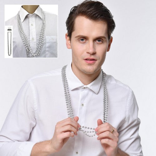 3Pk 80cm Party Necklace-Silver