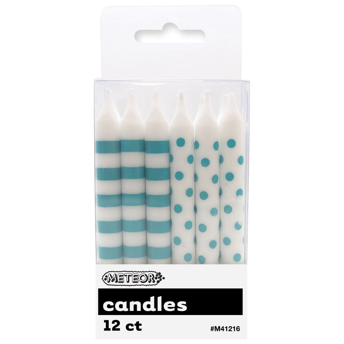 Dots & Stripes Birthday Candles - Caribbean Teal - Dollars and Sense