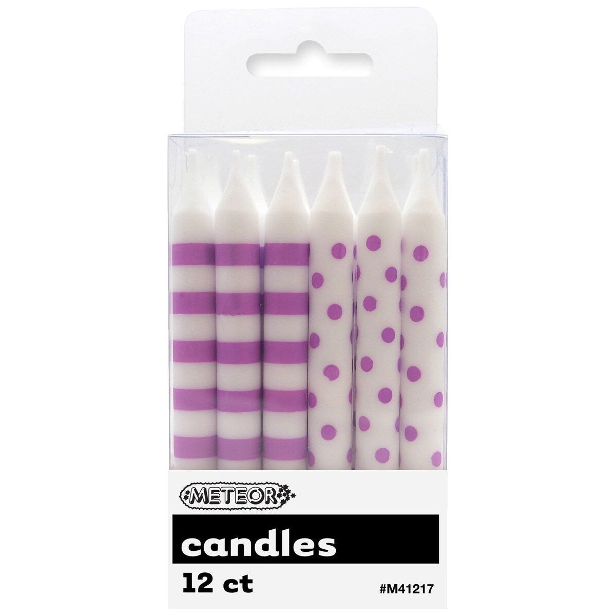 Dots & Stripes Birthday Candles - Pretty Purple - Dollars and Sense