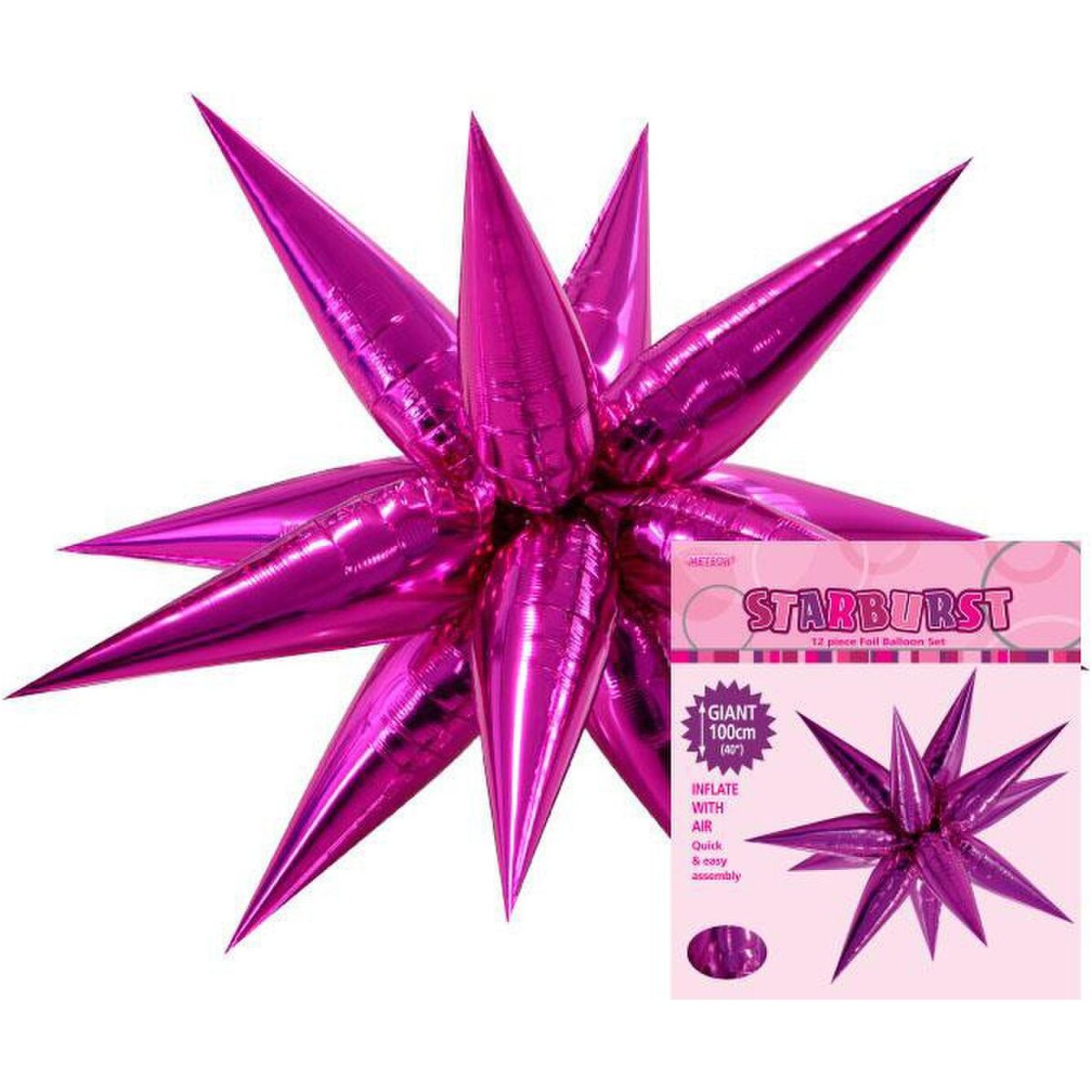 Glitz Starburst Foil Balloon - Hot Pink - Dollars and Sense