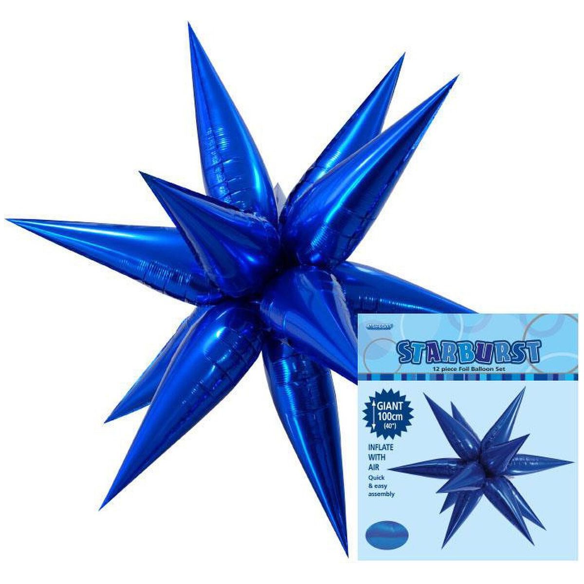 Glitz Starburst Foil Balloon - Royal Blue - Dollars and Sense