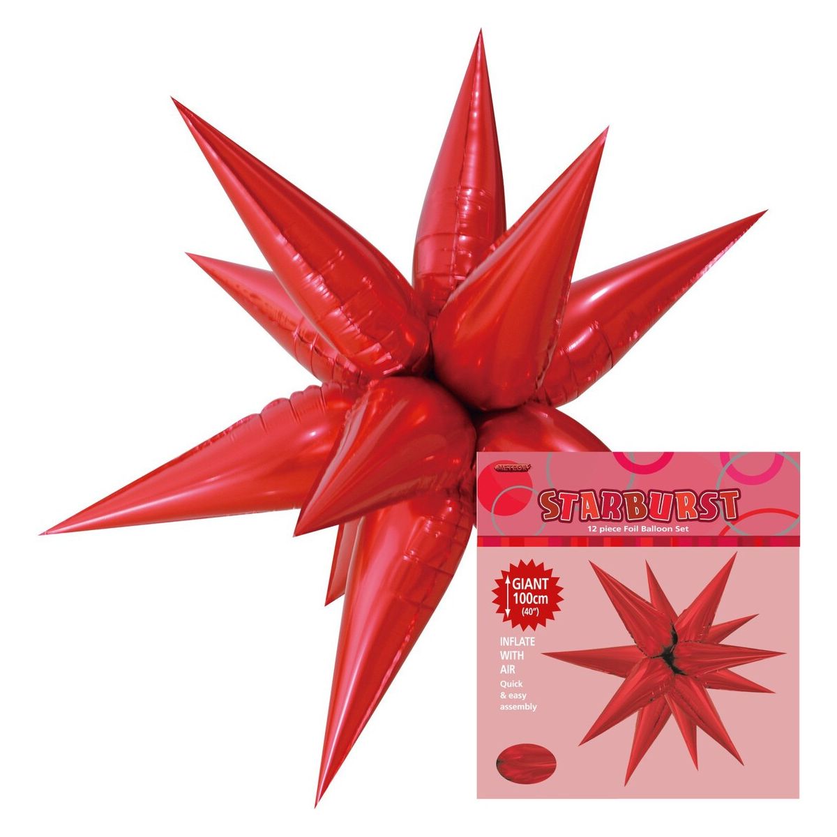 Glitz Starburst Foil Balloon - Red - Dollars and Sense