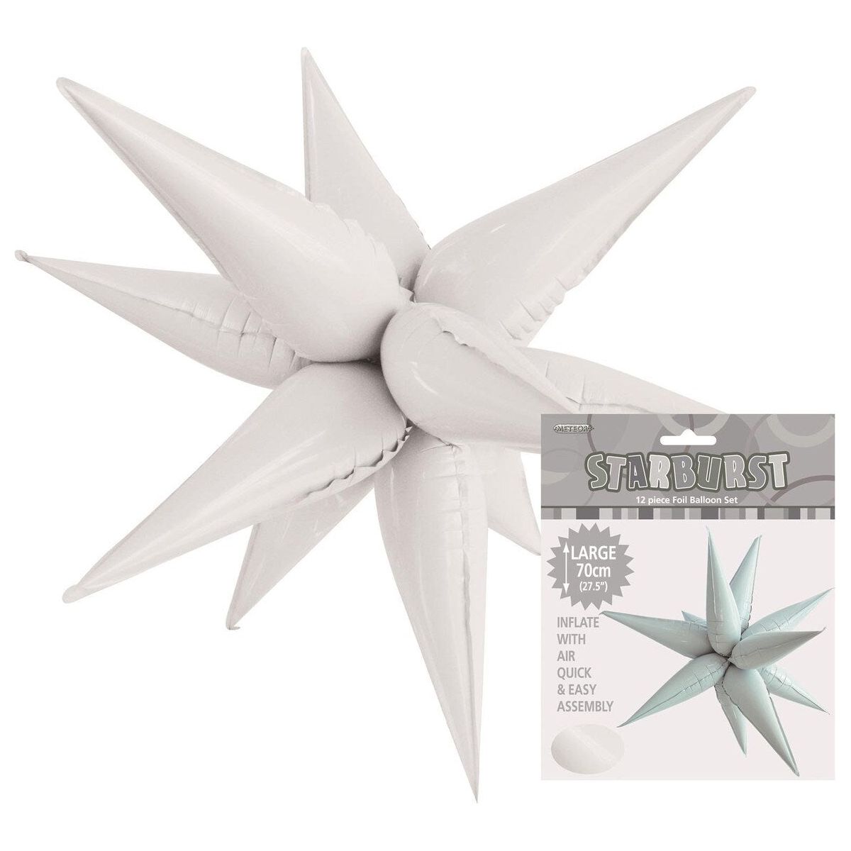 Glitz Starburst Foil Balloon - White - Dollars and Sense