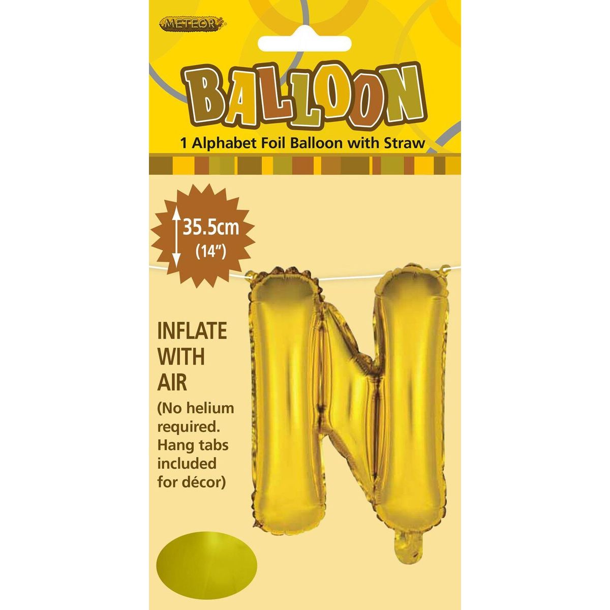 Alphabet N Foil Balloon - Gold - Dollars and Sense