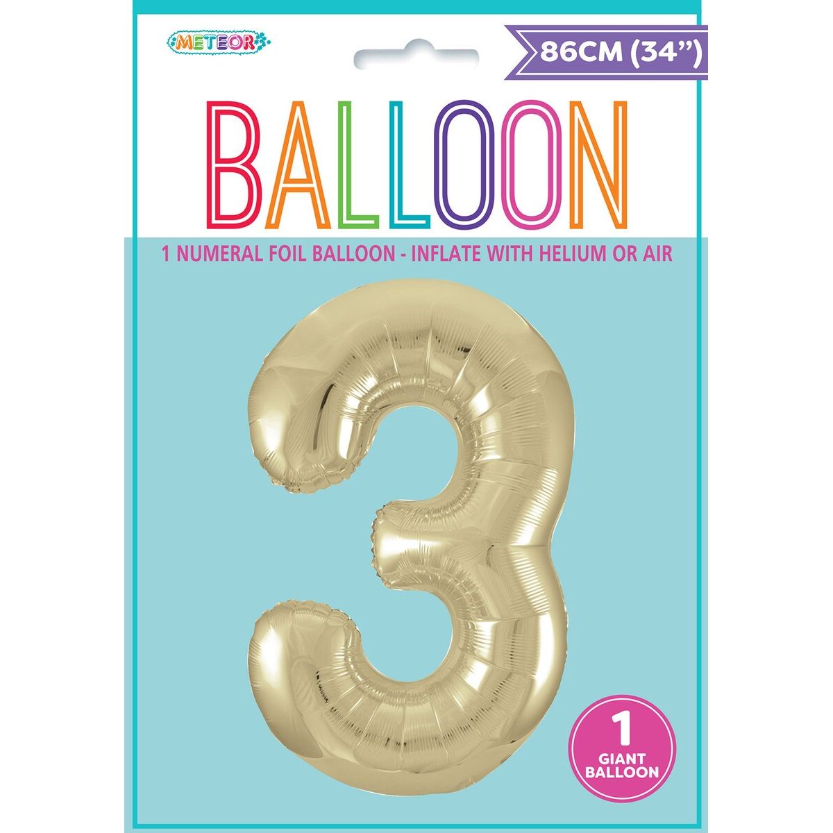 Foil Balloon Number 3 - Champagne Gold - Dollars and Sense
