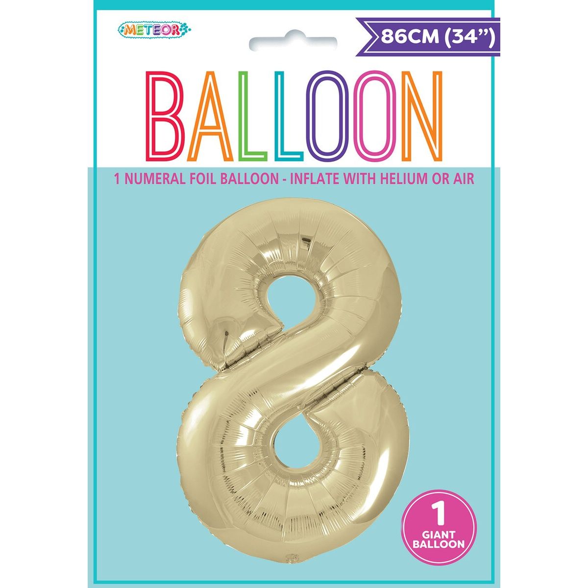 Foil Balloon Number 8 - Champagne Gold - Dollars and Sense