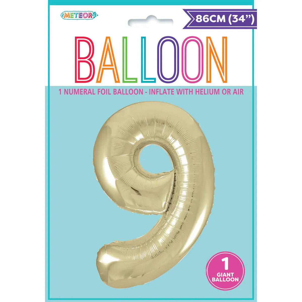 Foil Balloon Number 9 - Champagne Gold - Dollars and Sense