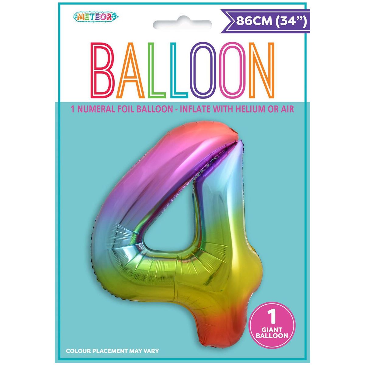Number 4 Foil Balloon - Rainbow - Dollars and Sense
