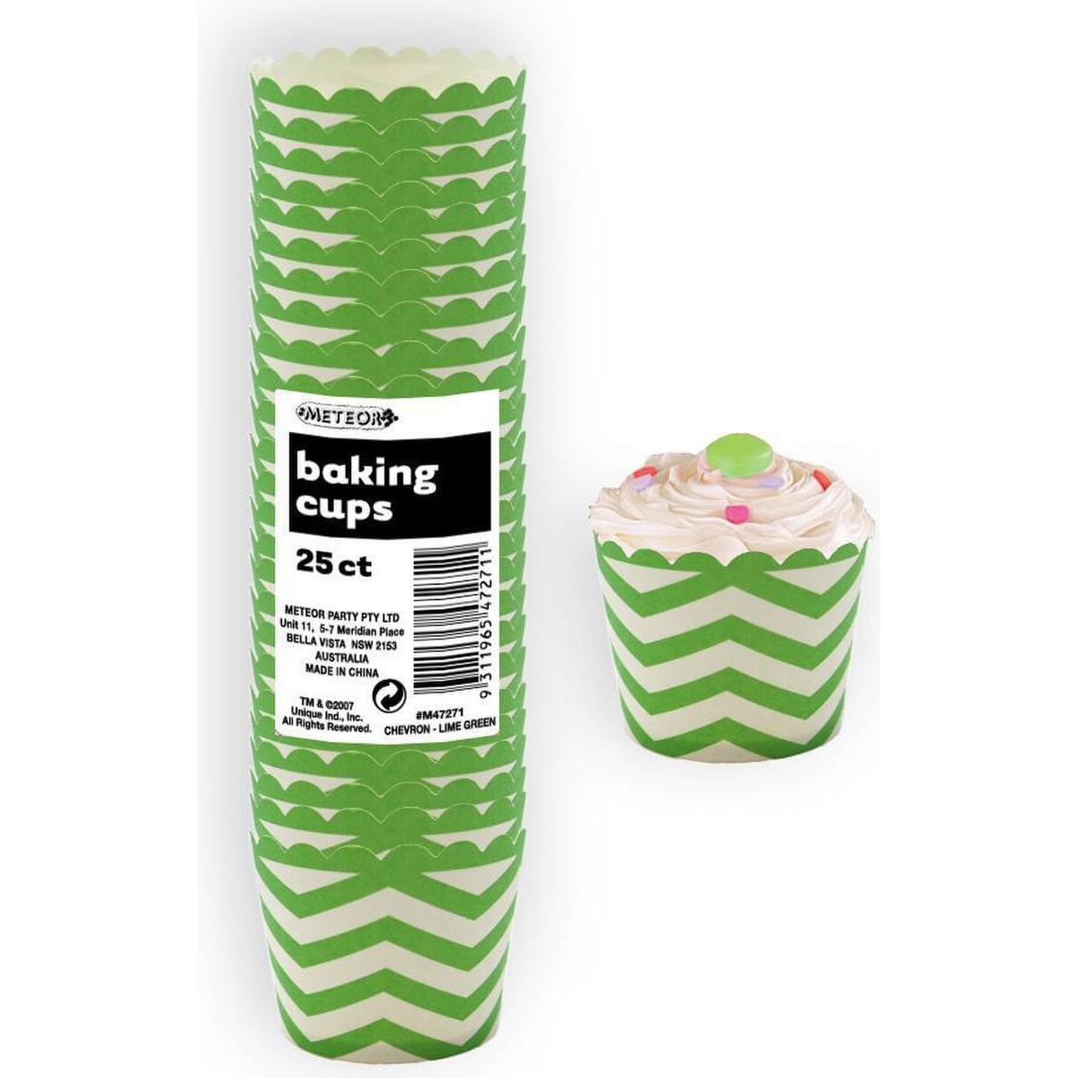 Chevron Paper Baking Cups - Lime Green - Dollars and Sense