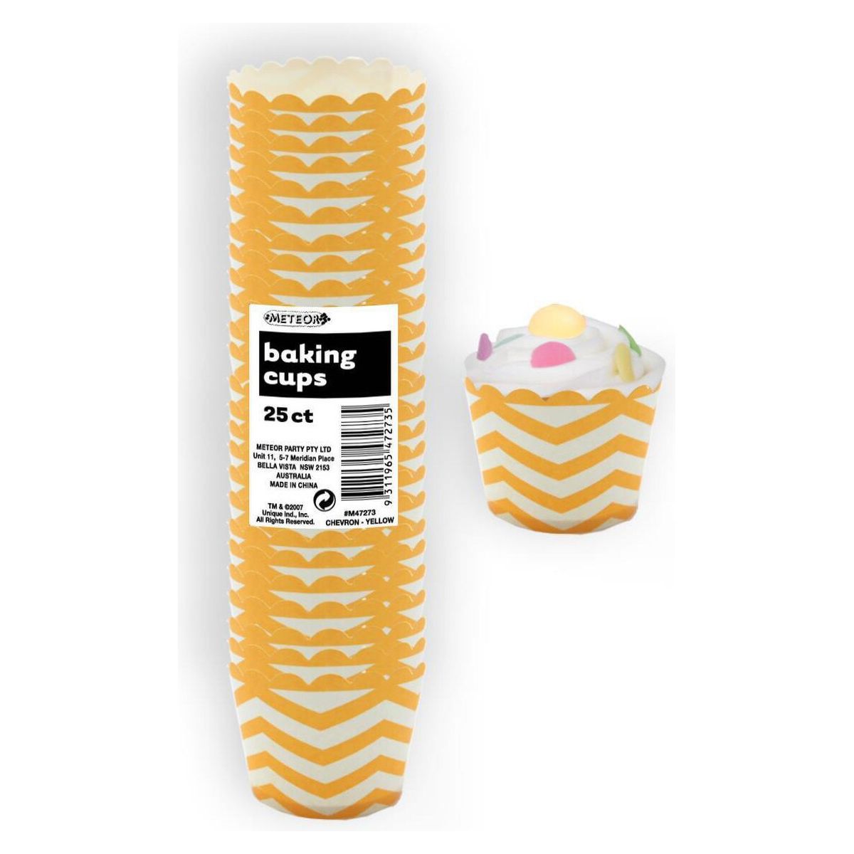 Chevron Paper Baking Cups - Sunflower Yellow - Dollars and Sense
