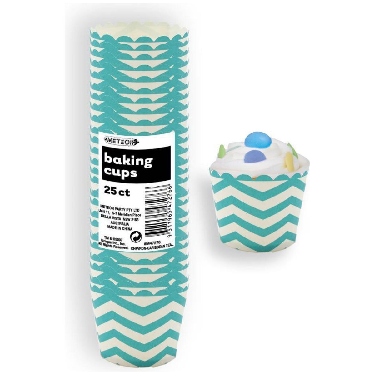 Chevron Paper Baking Cups - Caribbean Teal - Dollars and Sense