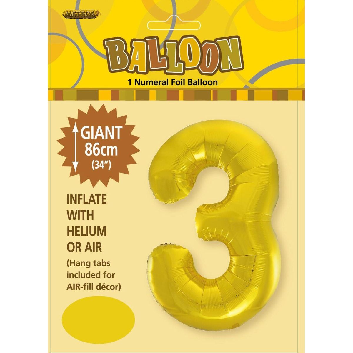 Number 3 Foil Balloon - Gold - Dollars and Sense