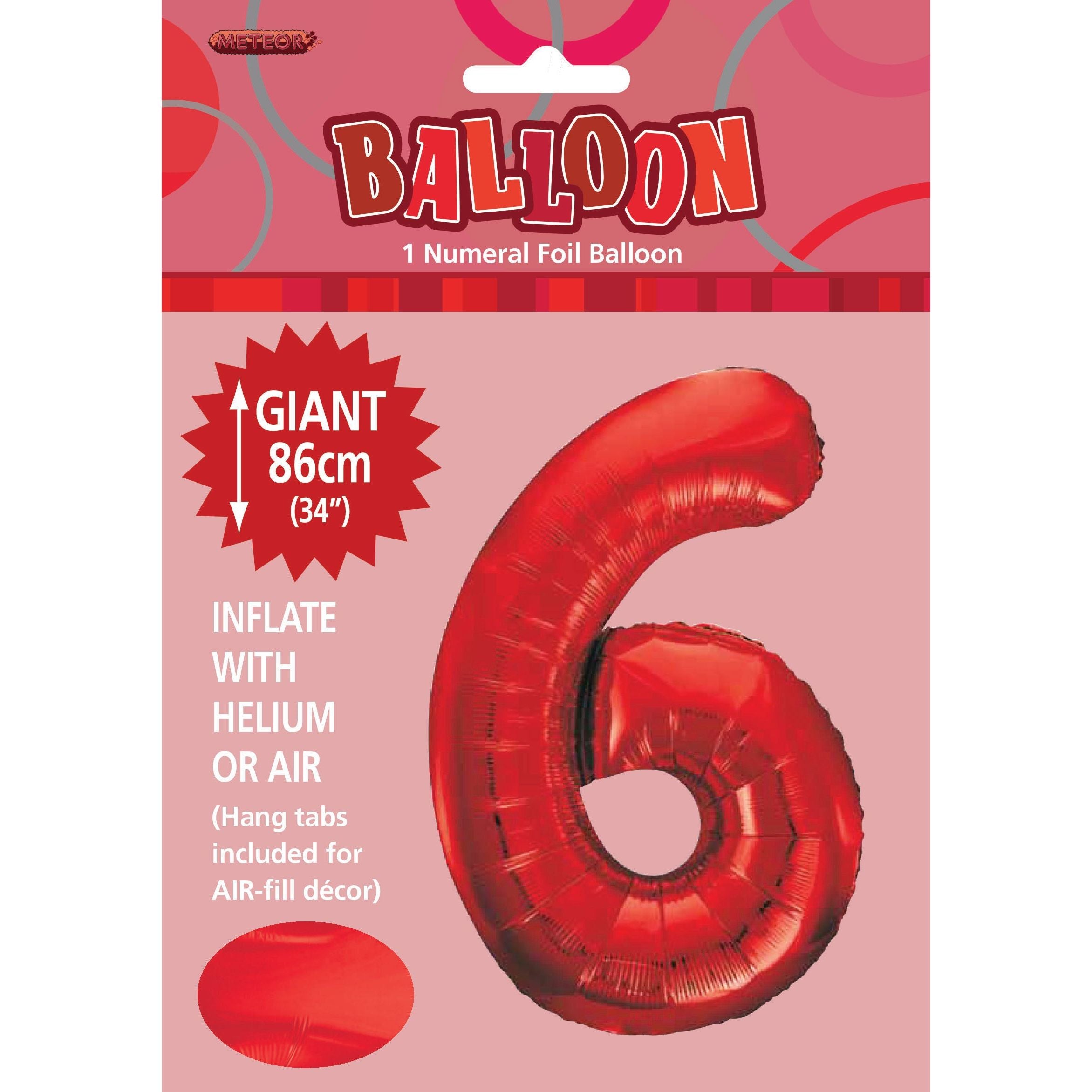 Number 6 Foil Balloon - Red - Dollars and Sense