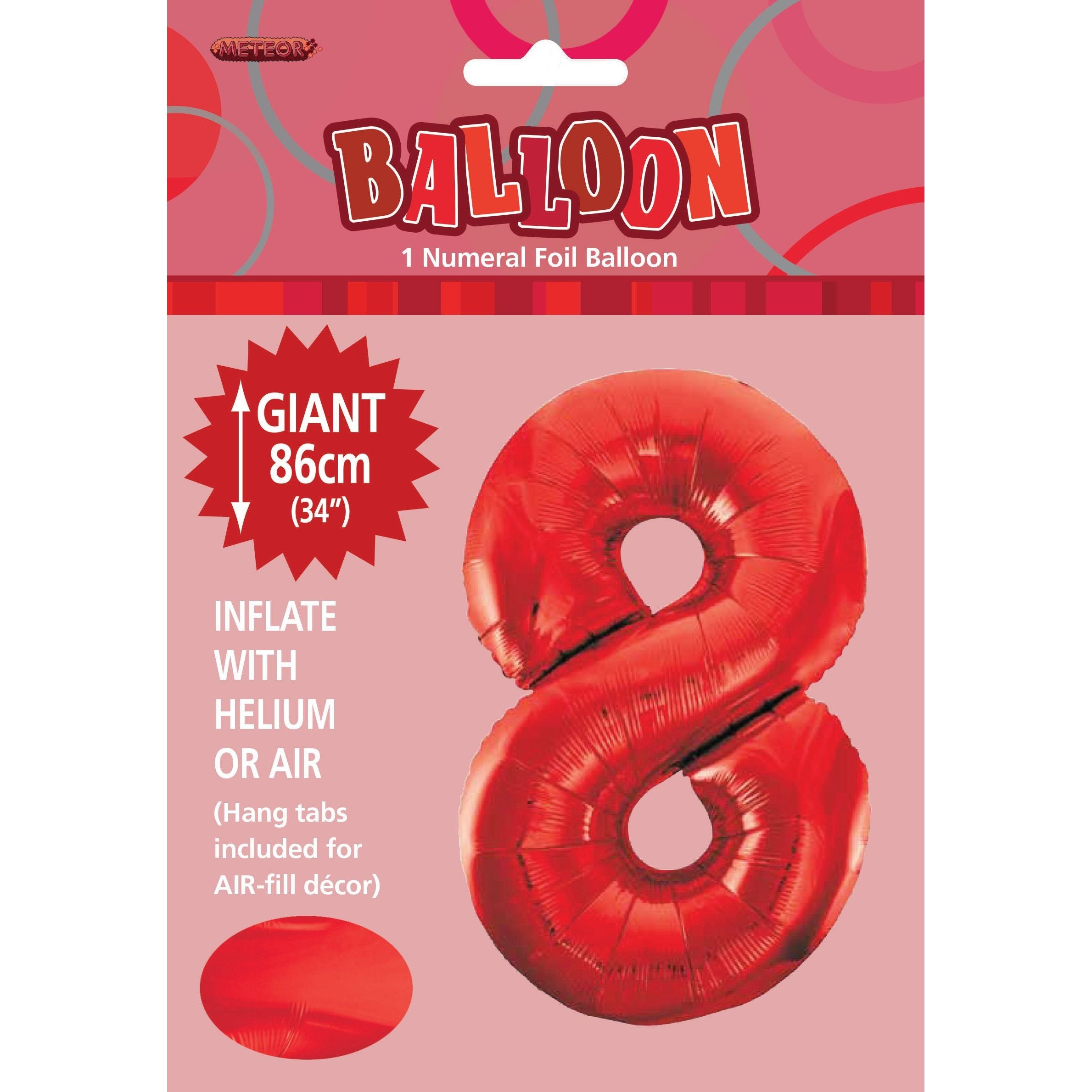 Number 8 Foil Balloon - Red - Dollars and Sense