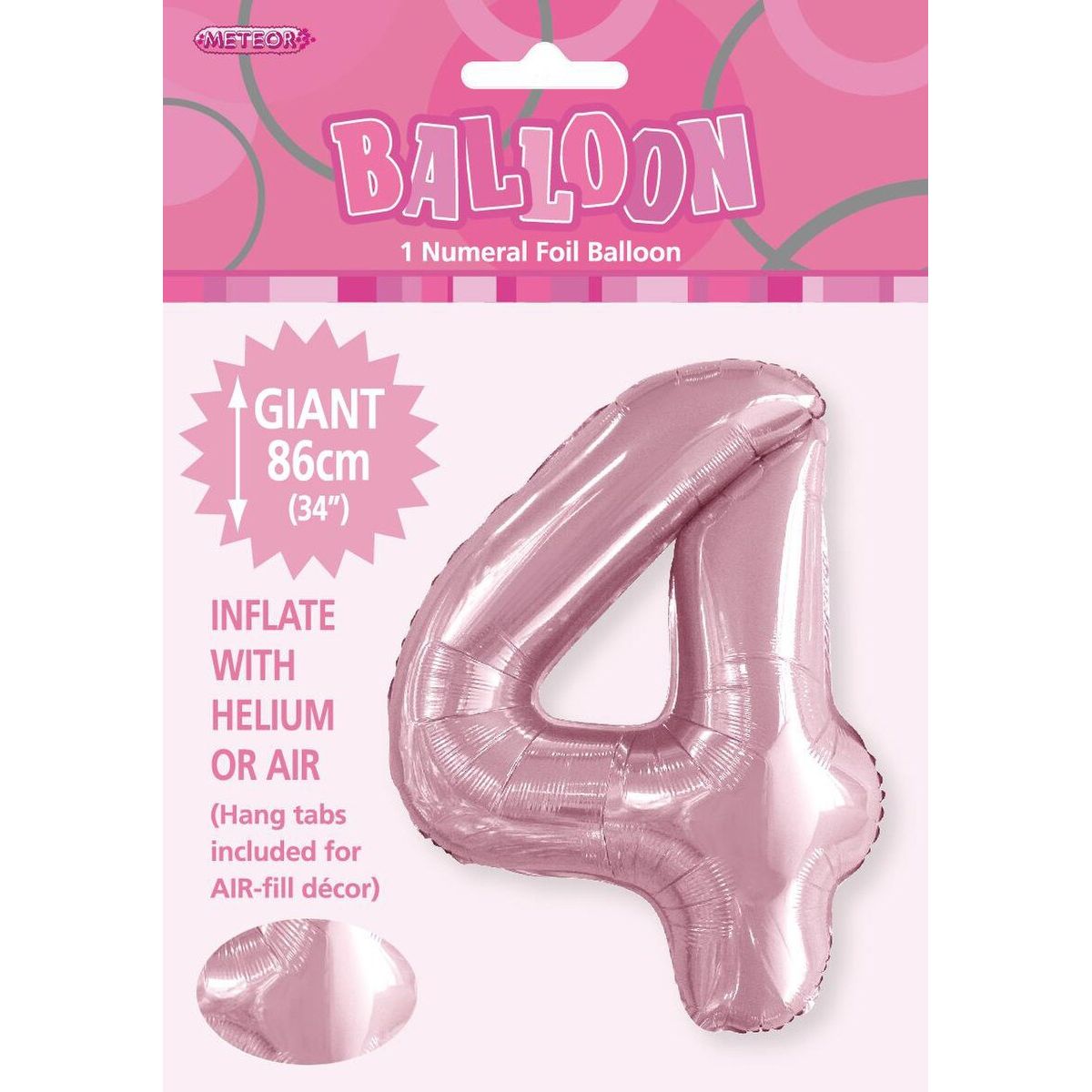 Number 4 Foil Balloon - Light Pink - Dollars and Sense