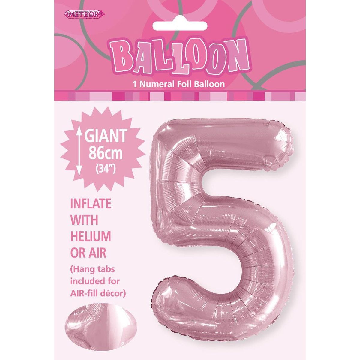 Number 5 Foil Balloon - Light Pink - Dollars and Sense