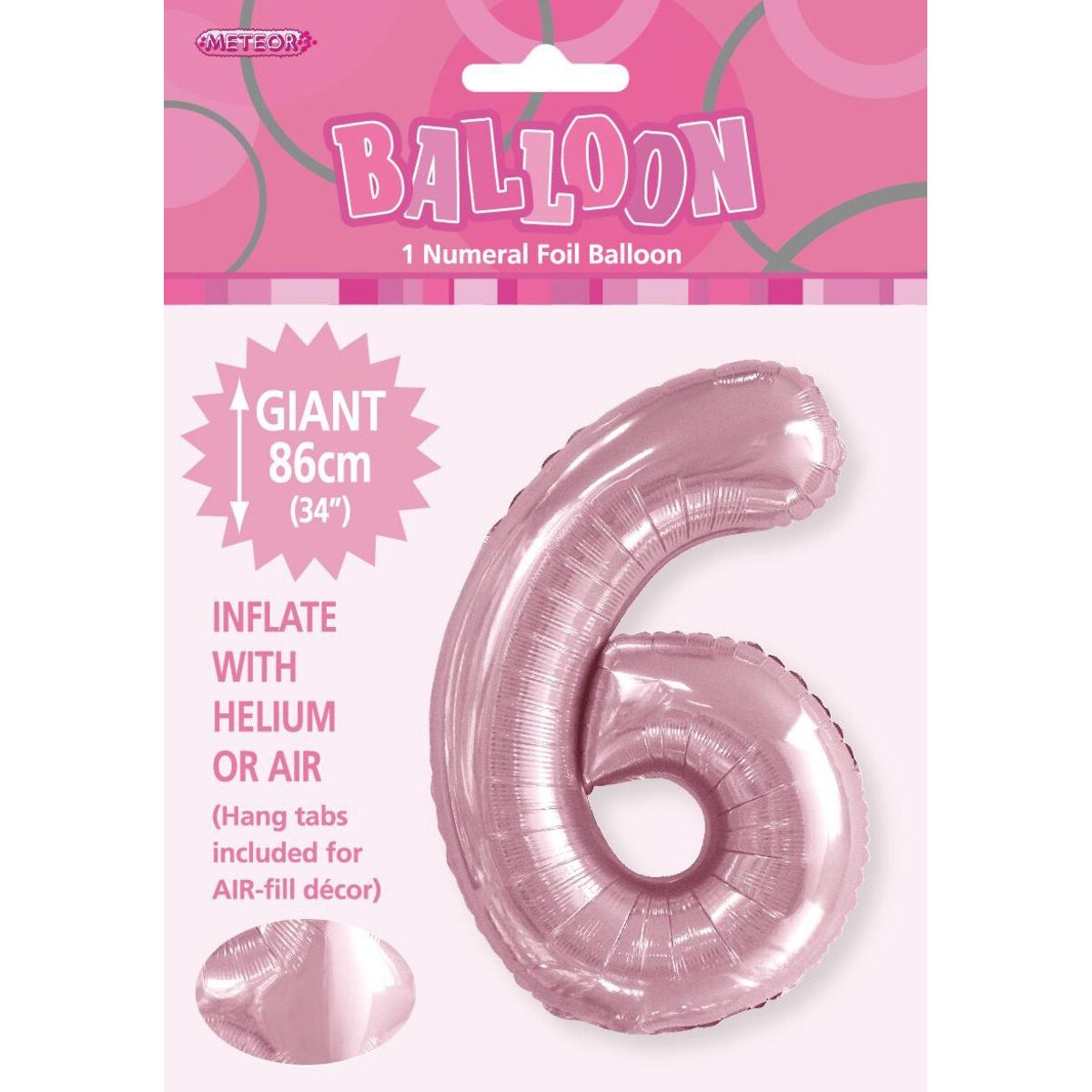 Number 6 Foil Balloon - Light Pink - Dollars and Sense