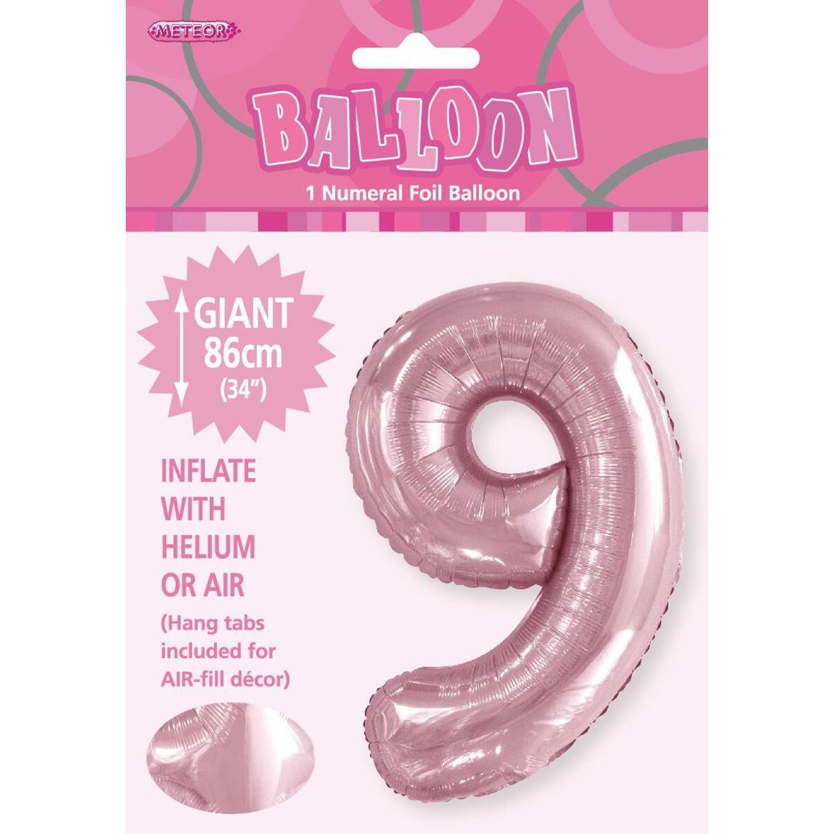 Number 9 Foil Balloon - Light Pink - Dollars and Sense
