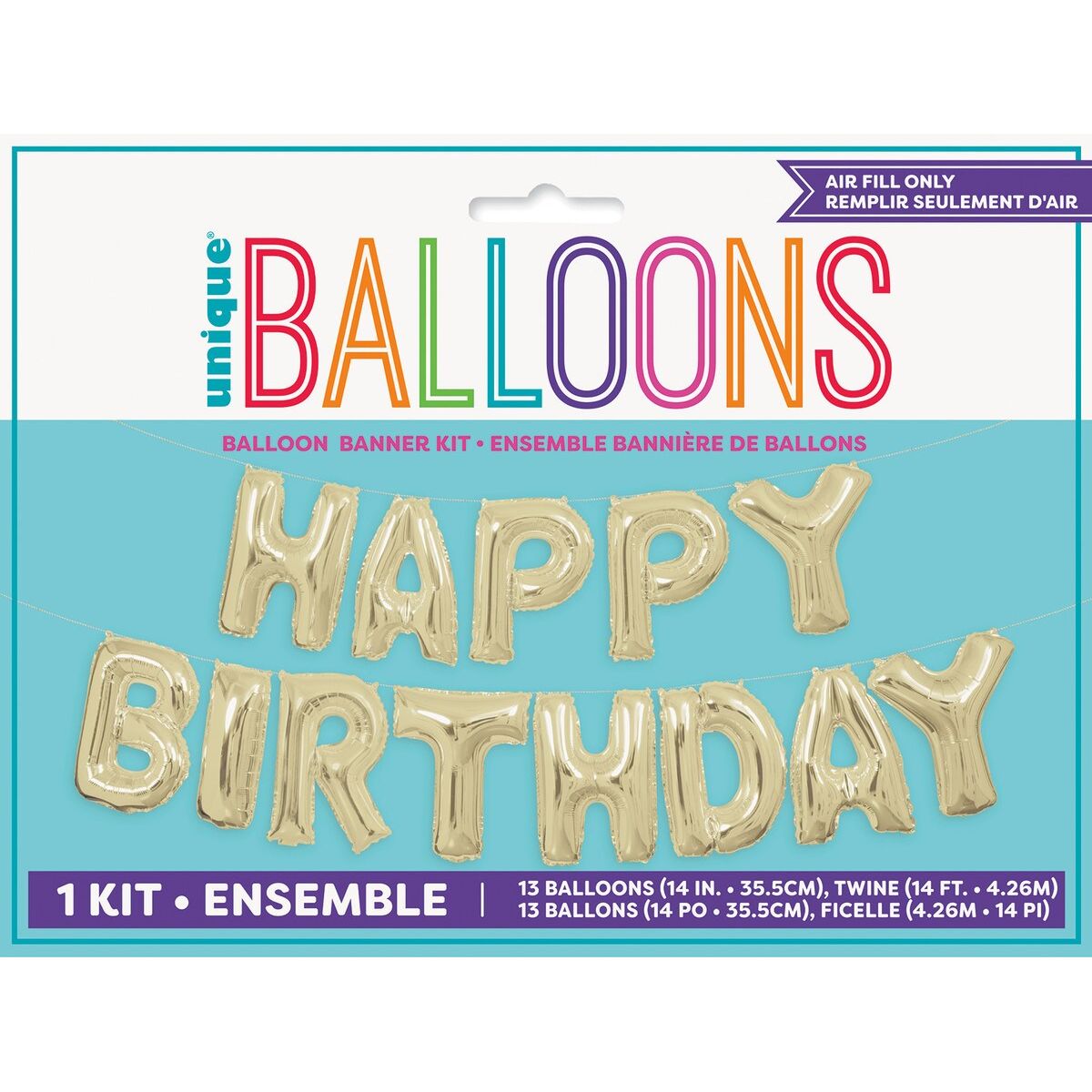 Happy Birthday Foil Letter Balloon Kit - Champagne Gold - Dollars and Sense